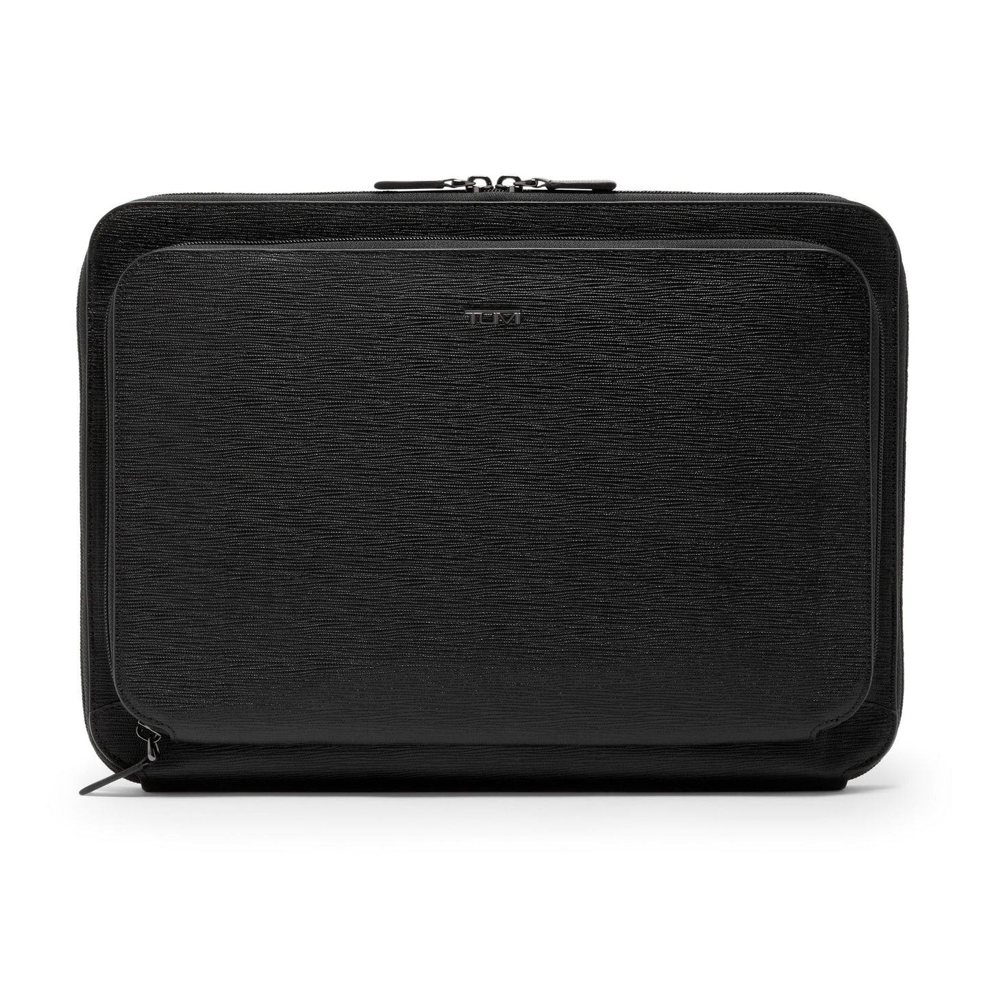 TUMI Nassau Laptop Portfolio Black Embossed Leather Business Case Sleeve