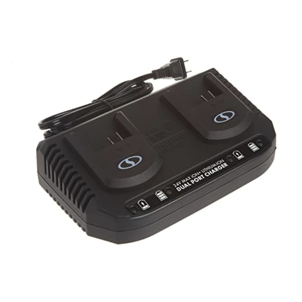Snow Joe 24VCHRG-DPC 24V iON+ Dual Port Quick Charge Docking Station, Charger, Black