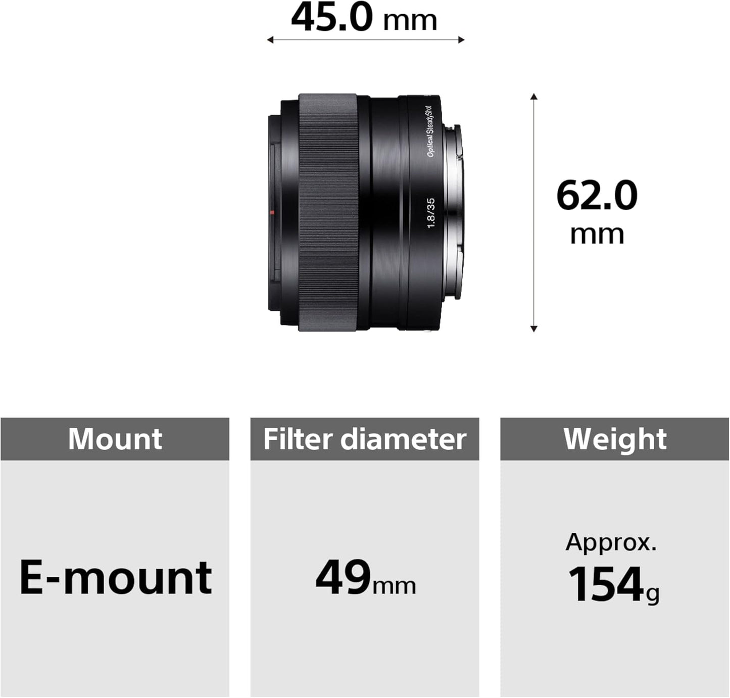 Sony SEL35F18 35mm f/1.8 Prime Lens – Black | E-Mount, Fast Aperture, New