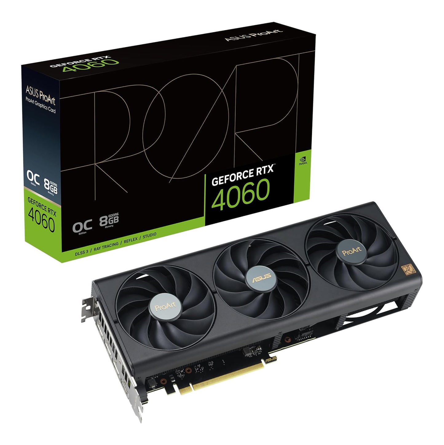 ASUS ProArt GeForce RTX™ 4060 OC Edition 8GB GDDR6 Graphics Card (PCIe 4.0, 8GB GDDR6, DLSS 3, HDMI 2.1a, DisplayPort 1.4a) (PROART-RTX4060-O8G)
