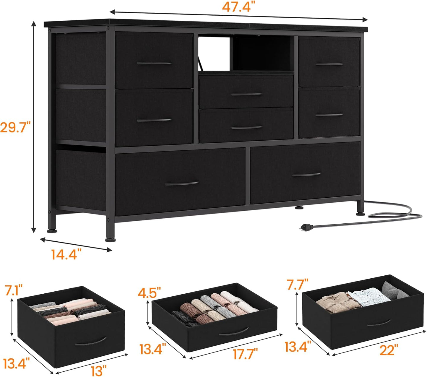 Jojoka 8 Dresser TV Stand w/ Power Outlet & LED for 55" TV (SMJO-8)