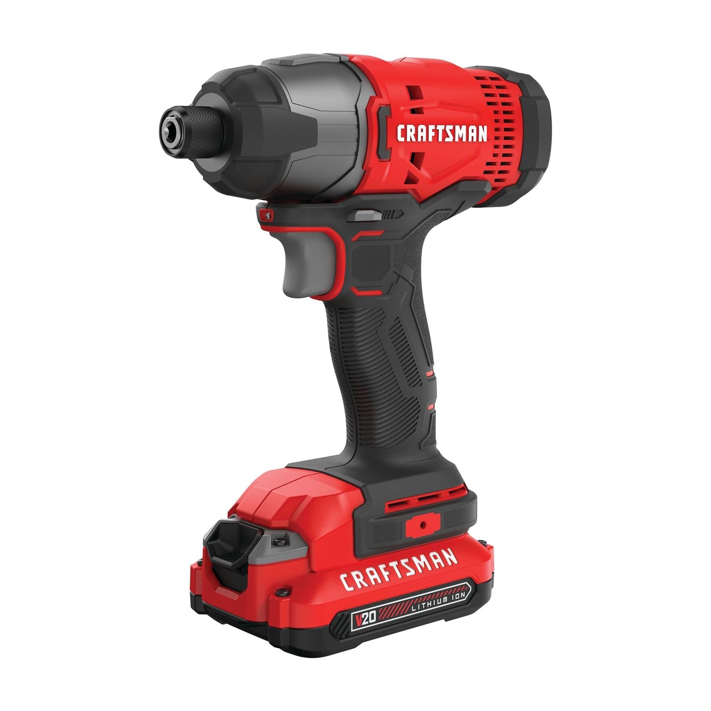 CRAFTSMAN 20V MAX Impact Driver Kit, 1/4 Inch, 2,800 RPM, LED Work light, Battery and Charger Included (CMCF800C1)