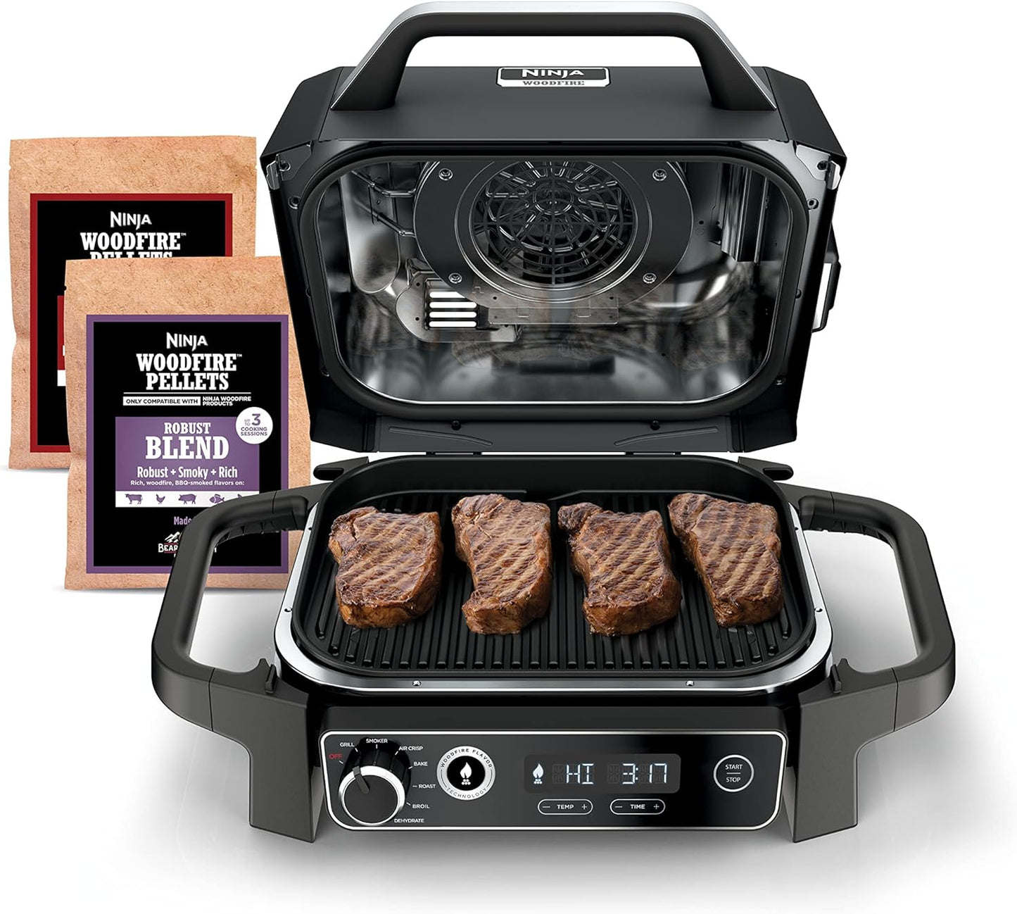 Ninja Woodfire 7-in-1 Outdoor Grill and Smoker 1760-Watt Grey Electric Grill (OG701LW)