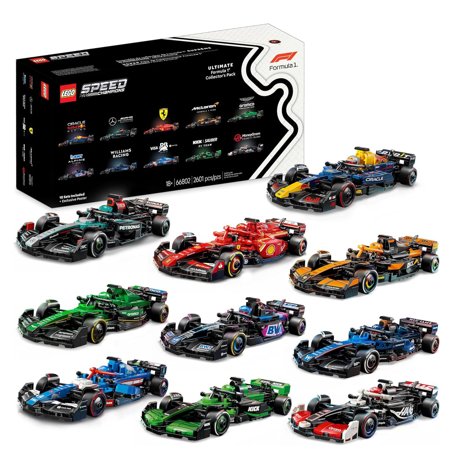 LEGO Speed Champions Ultimate Formula 1 Collector's Pack - Contains 10 Sets in 1 - Includes Exclusive Poster - Collectible F1 Model Car Kit - 6560522