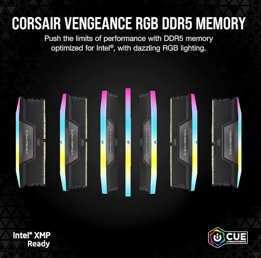 CORSAIR Vengeance RGB DDR5 32GB (2x16GB) 6000MHz CL36 – Black