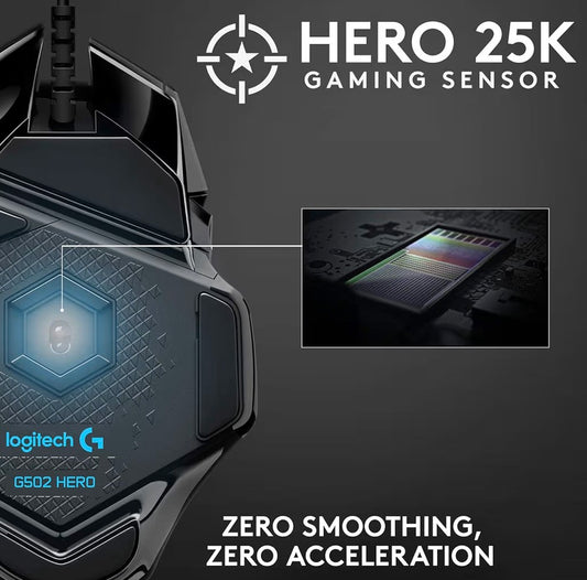 Logitech G502 HERO Wired Gaming Mouse 25K DPI RGB w/ Weights 11 Buttons