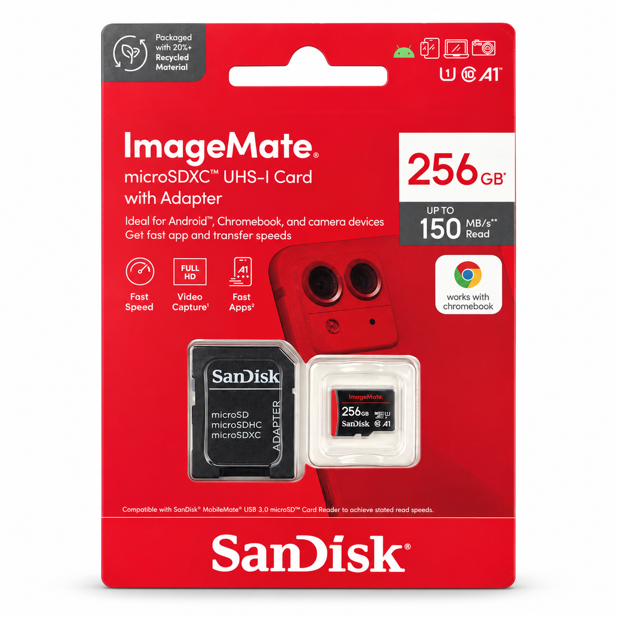 SanDisk ImageMate 256GB microSDXC Card 150MB/s with Adapter