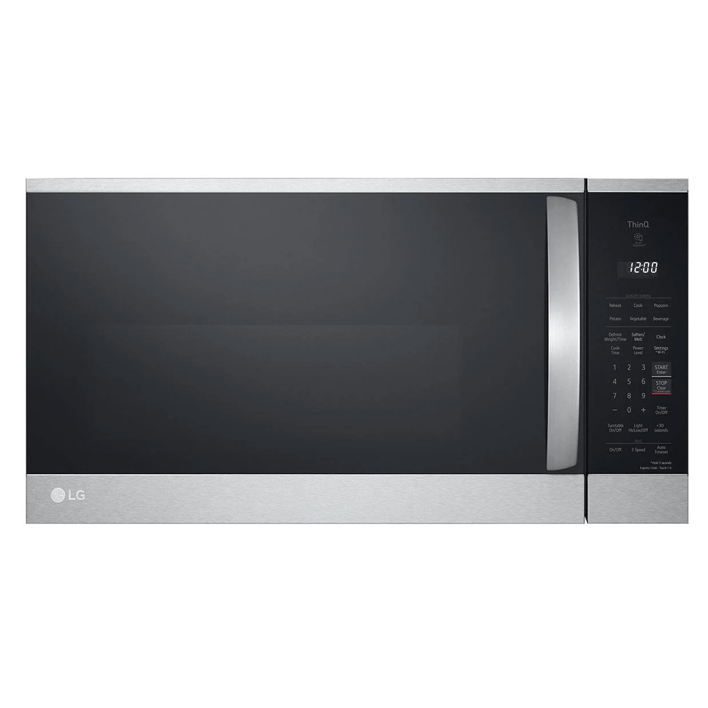 LG 1.8-cu ft 1000-Watt 29.88-in Over-the-Range Microwave with Sensor Cooking (Printproof Stainless Steel) (MVEM1825F)