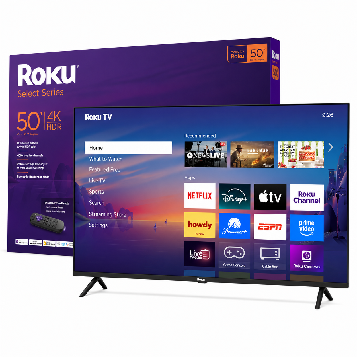 Roku Smart TV Select Series 50" 4K HDR Roku TV w/ Voice Remote WiFi