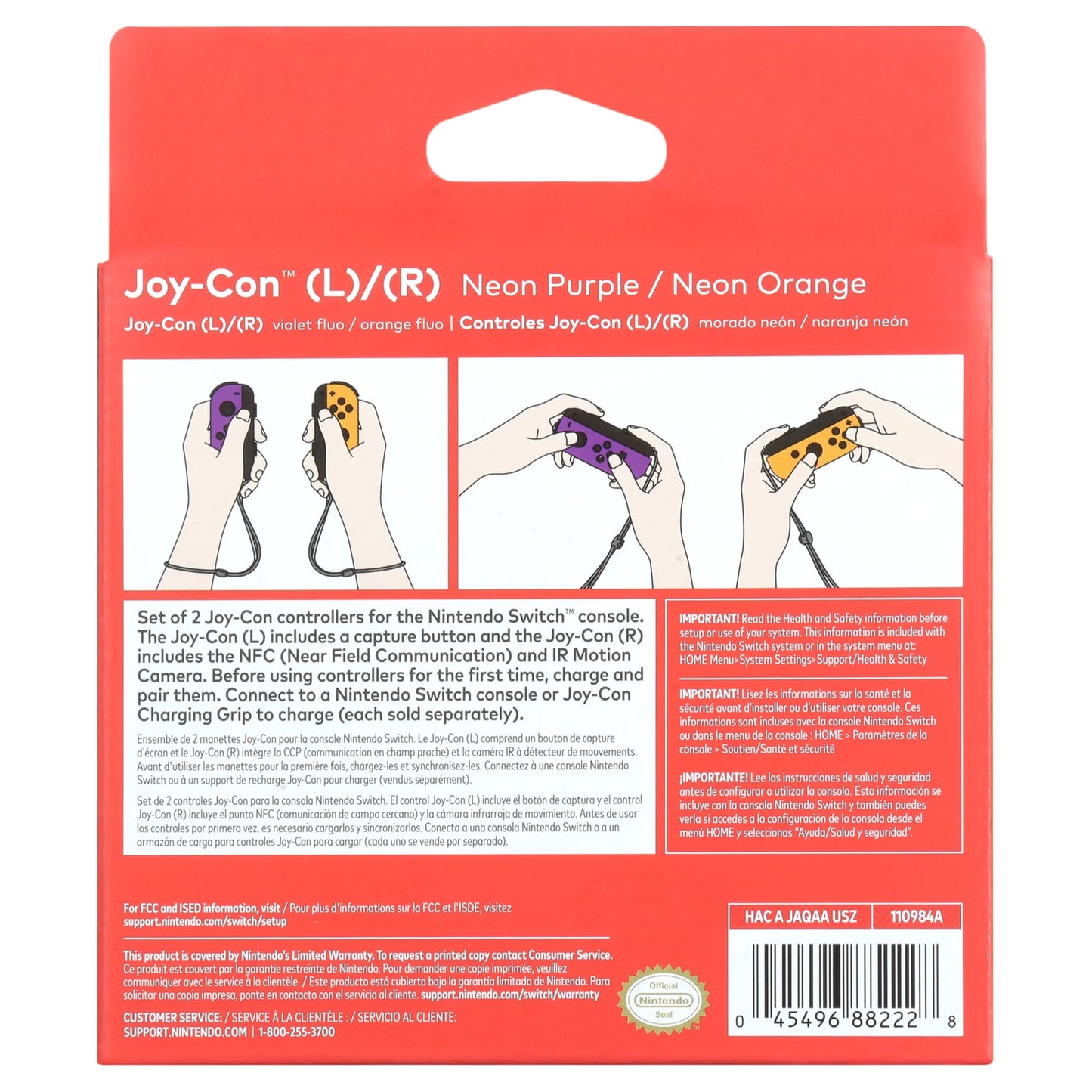 Nintendo Neon Purple/Neon Orange Joy-Con (L-R) - Switch