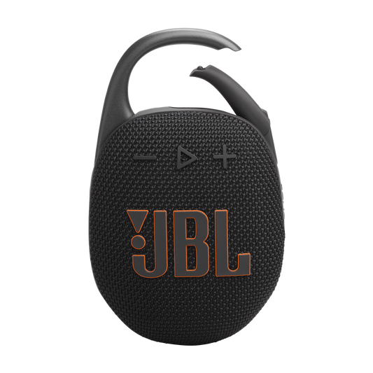 JBL Clip 5 black portable Bluetooth speaker – front view