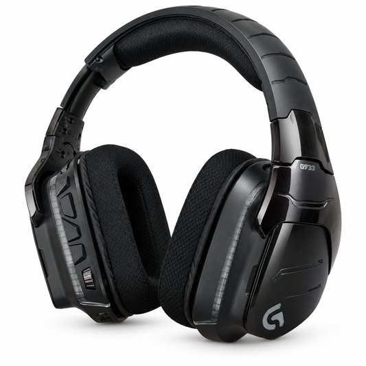 Logitech G933 black headset opposite angled view
