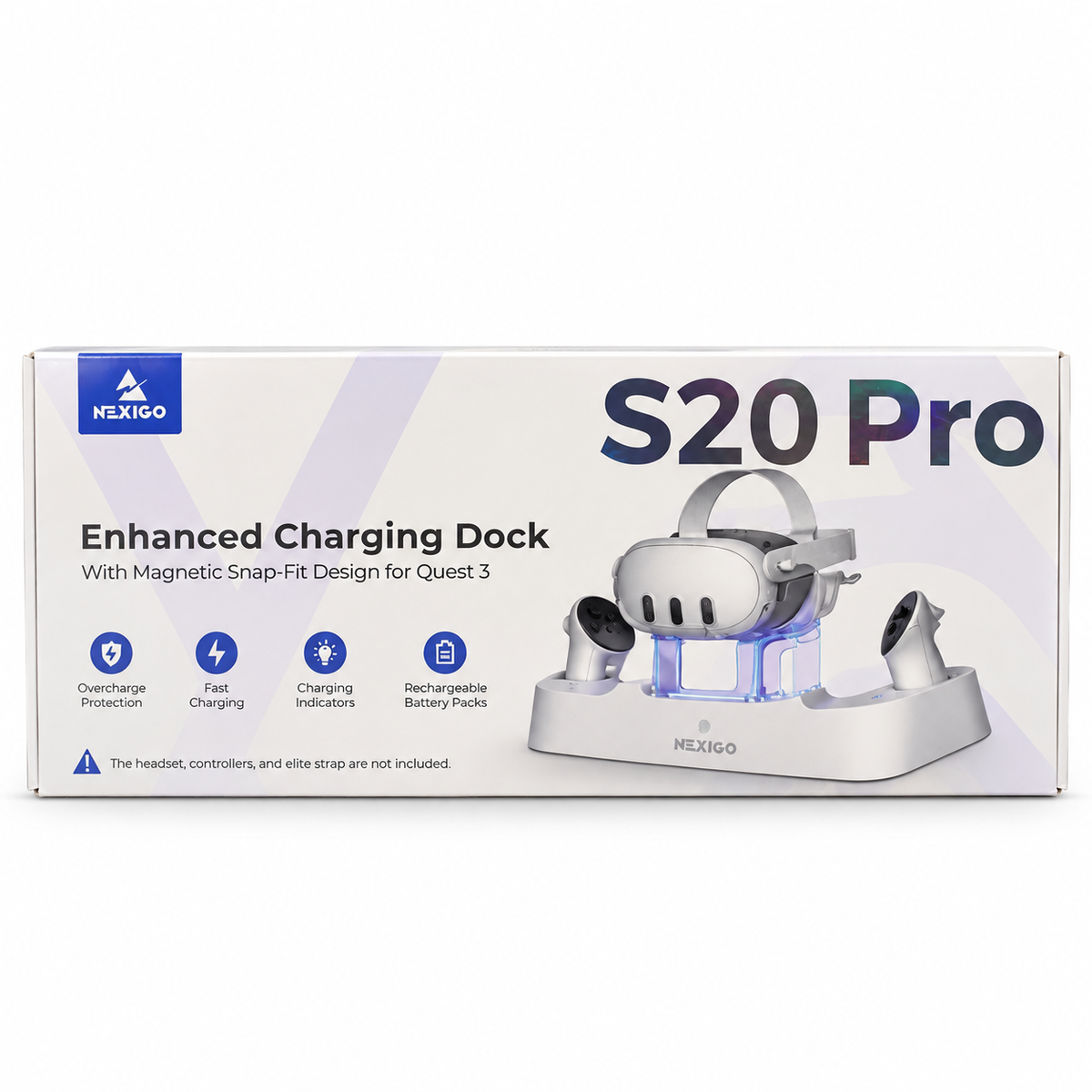 NexiGo S20 Pro charging dock for Meta Quest 3 wide retail box