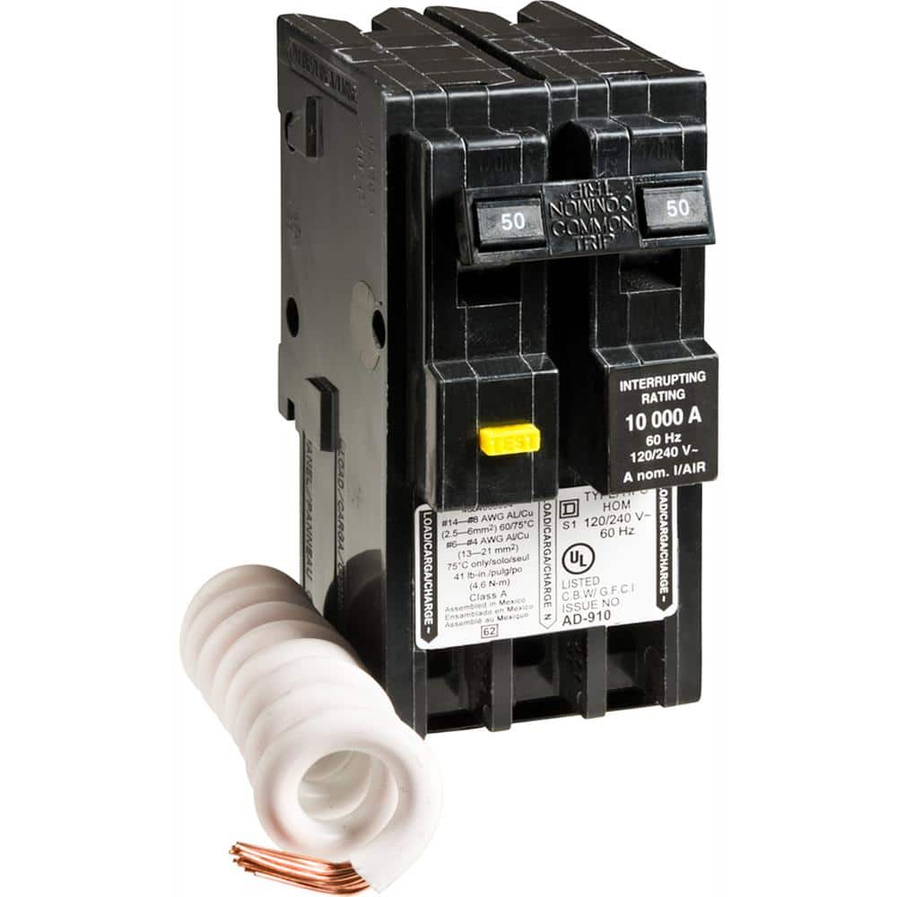 Square D HomeLine 50 Amp HOM250GFIC Two Pole GFCI Circuit Breaker - Nyson Retail