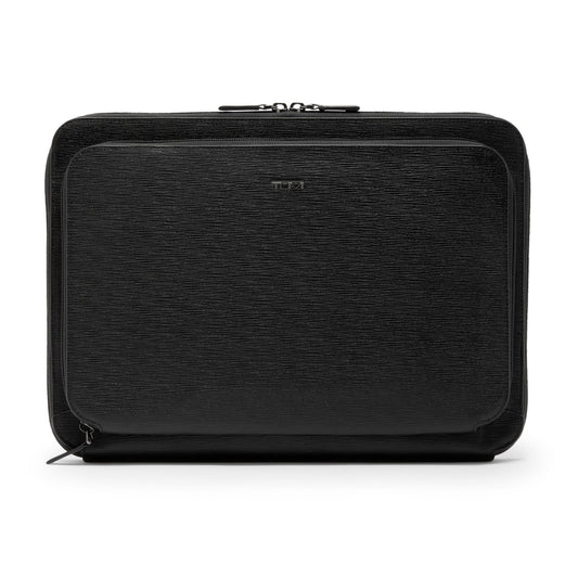 TUMI Nassau Laptop Portfolio Black Embossed Leather Business Case Sleeve