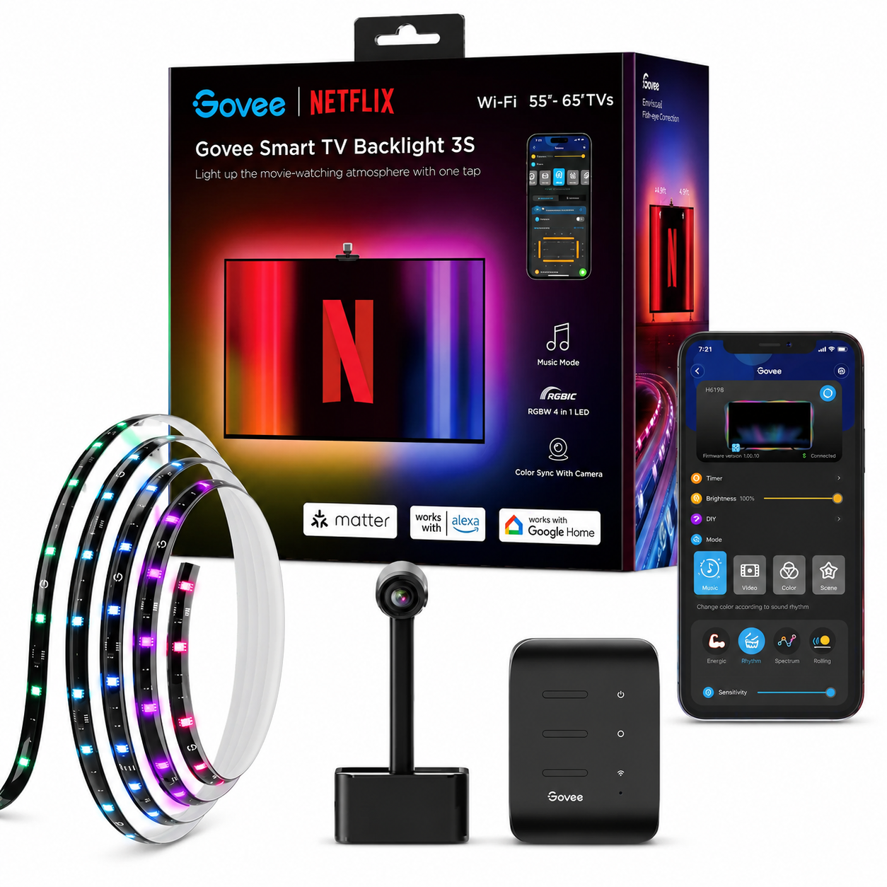 Govee Smart TV Backlight 3S H6098B RGBIC LED Sync Lights
