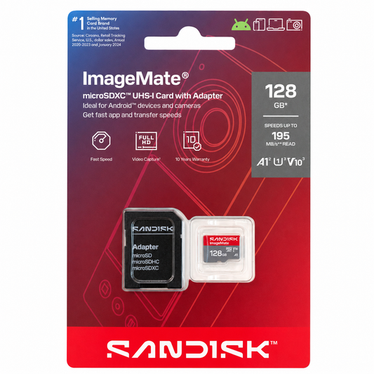 SanDisk ImageMate 128GB microSDXC UHS-I Memory Card with Adapter