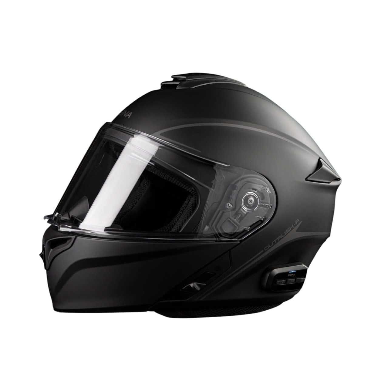 Sena Outrush R Solid Bluetooth Motorcycle Helmet – Medium (Matte Black) (SP129)