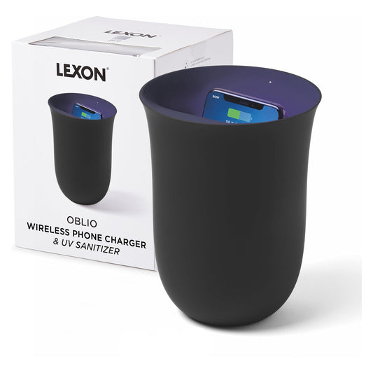 Lexon OBLIO Qi Wireless Charger & Phone Sanitizer 10W – Black