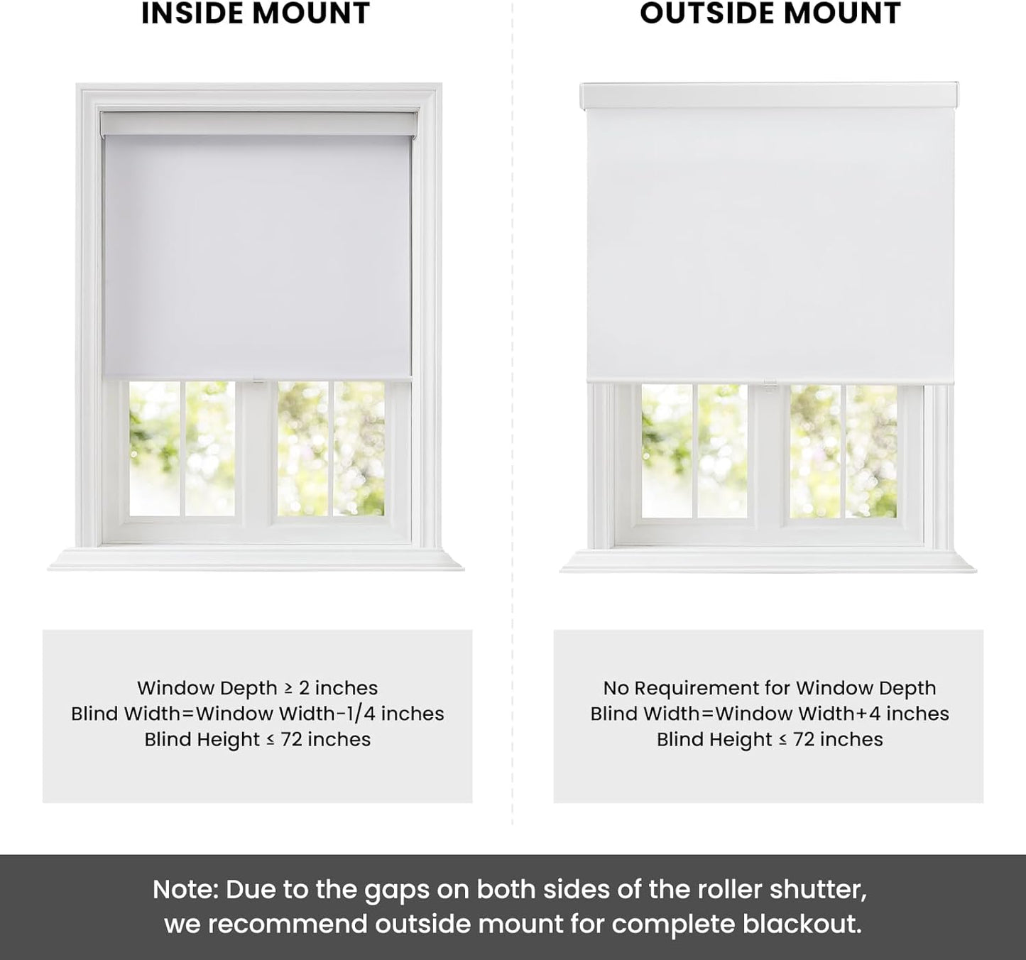 Melodieux 100% Blackout Cordless Free-Stop Roller Shade – 42" W x 72" H (Black)