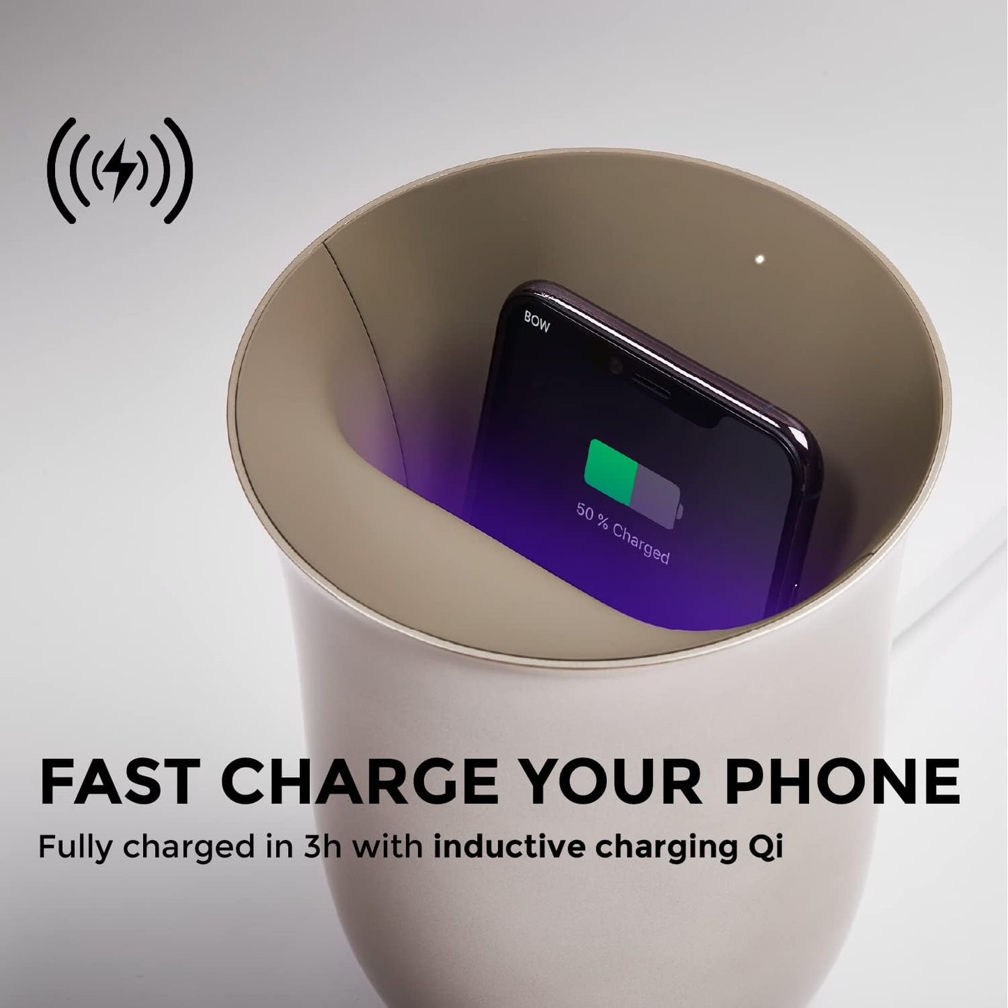 Lexon OBLIO Qi Wireless Charger & Phone Sanitizer 10W – Black