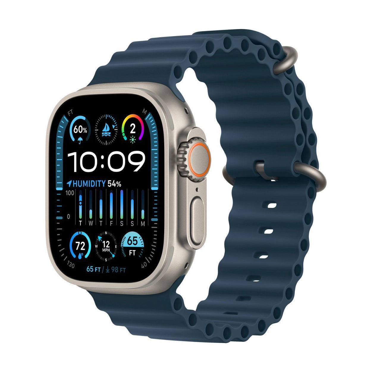 Apple Watch Ultra 2 GPS + Cellular 49mm Titanium Case with Blue Ocean Band - Titanium (MREG3LW/A)