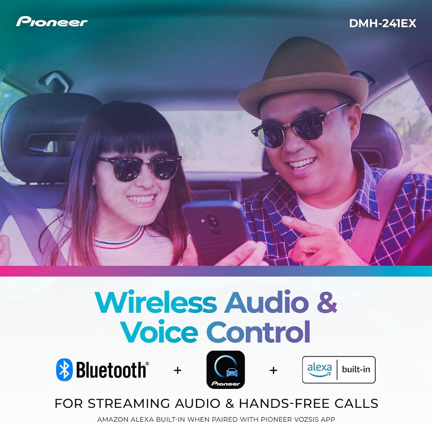 Pioneer DMH-241EX 6.2" Double-DIN Bluetooth – Short Chassis, FLAC, 13-Band EQ