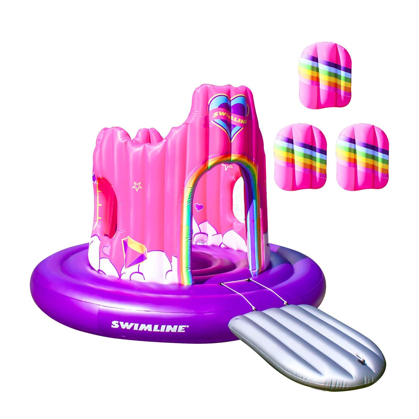 Swimline Giant Inflatable Giant Habitat Castle Pool Float Series for Kids - Unicorn Castle Island Habitat (90941)