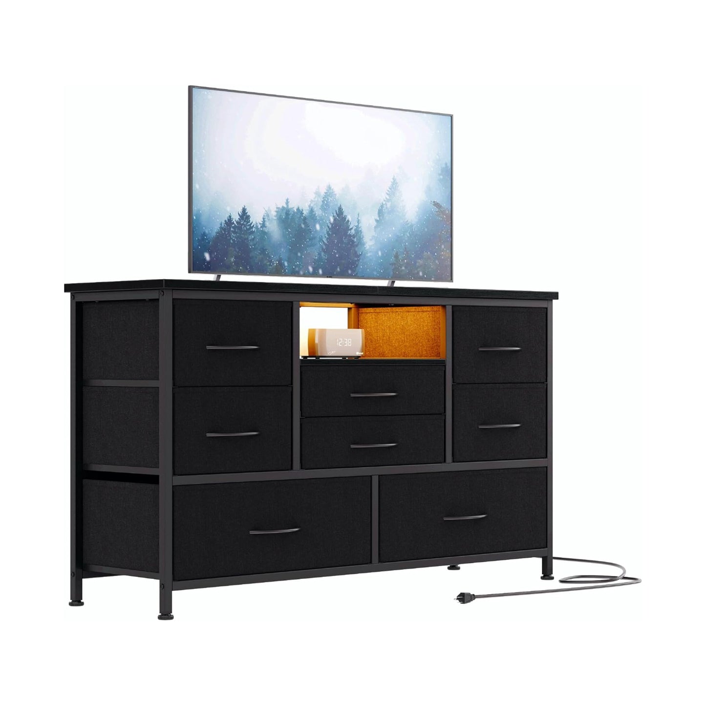 Jojoka 8 Dresser TV Stand with Power Outlet & LED for 55'' TV (14.4"D x 47.7"W x 29.7"H) (SMJO-8)