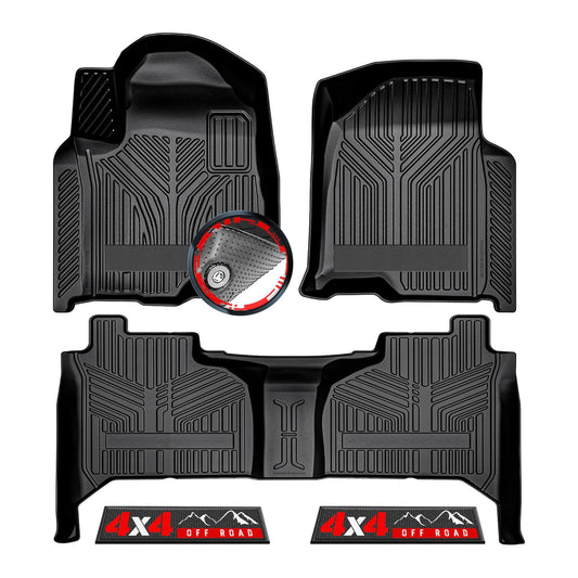Torcia Mats - Anti-Slip 5Pcs All-Weather Floor Mats for 2019-2025 Chevy Silverado/GMC Sierra 1500 Crew Cab