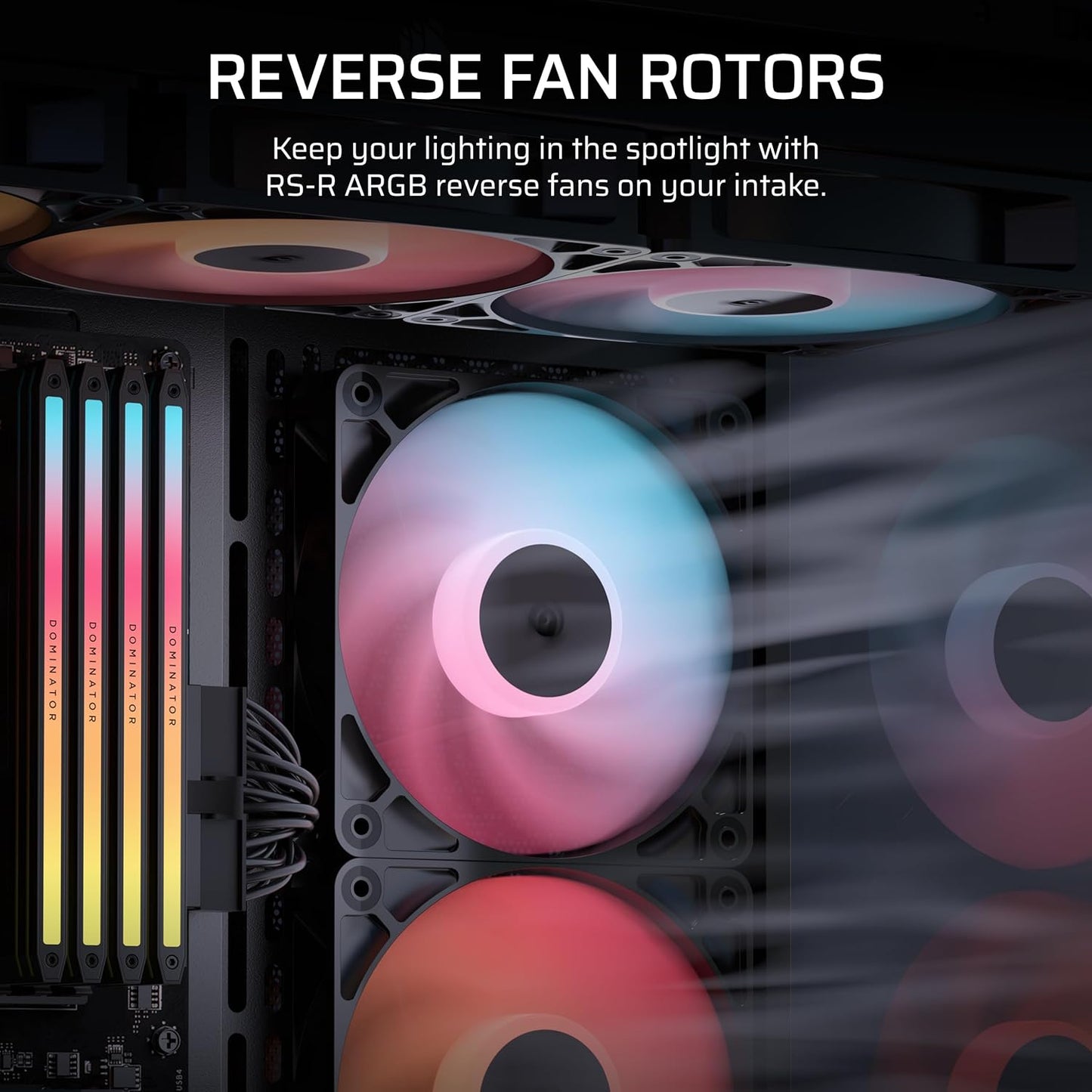 Corsair RS120-R ARGB 120mm PWM Reverse Fans – Triple Pack (Black)