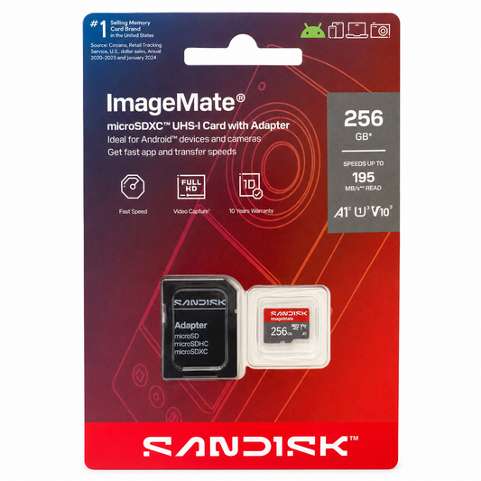 SanDisk ImageMate 256GB microSDXC Card 195MB/s with Adapter