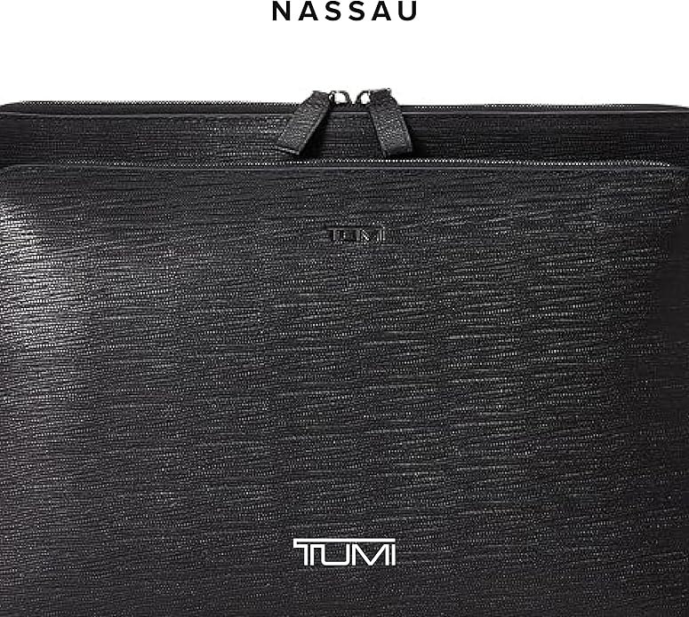 TUMI Nassau Laptop Portfolio Black Embossed Leather Business Case Sleeve