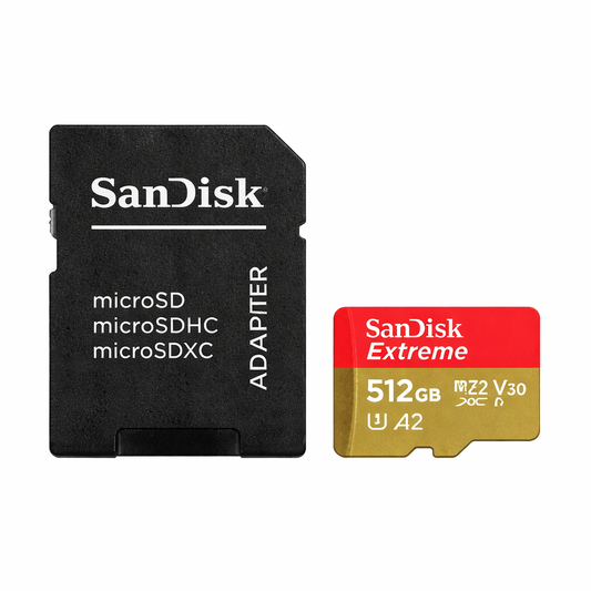 SanDisk Extreme 512GB microSDXC UHS-I Card A2 V30 w/ SD Adapter 4K UHD