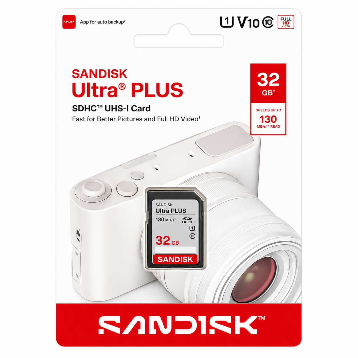 SanDisk Ultra Plus 32GB SDHC UHS-I Memory Card 130MB/s SDSUW3-032G