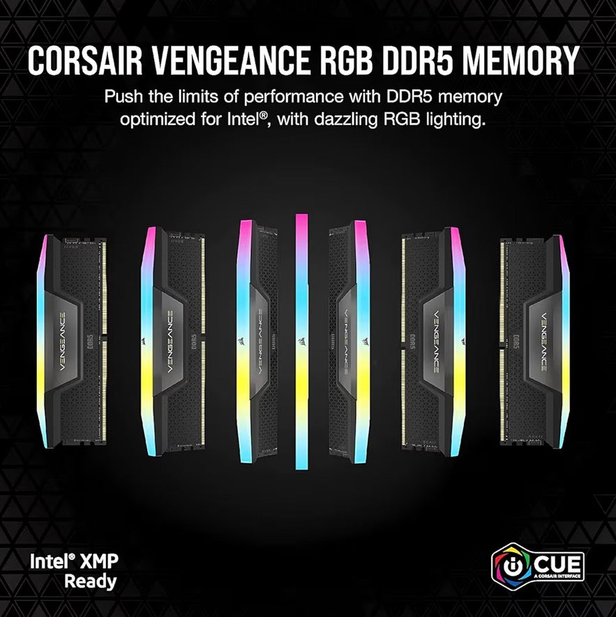Corsair Vengeance RGB DDR5 32GB (2x16GB) 6400MHz Desktop RAM – Black