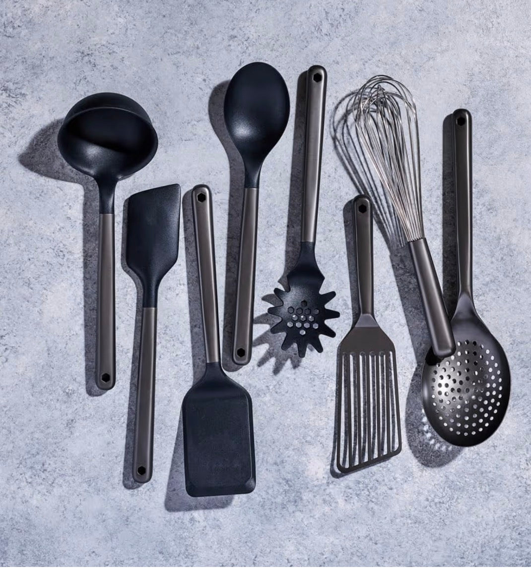 HexClad 9-Piece Kitchen Utensil Set Stainless Steel Silicone w/ Crock