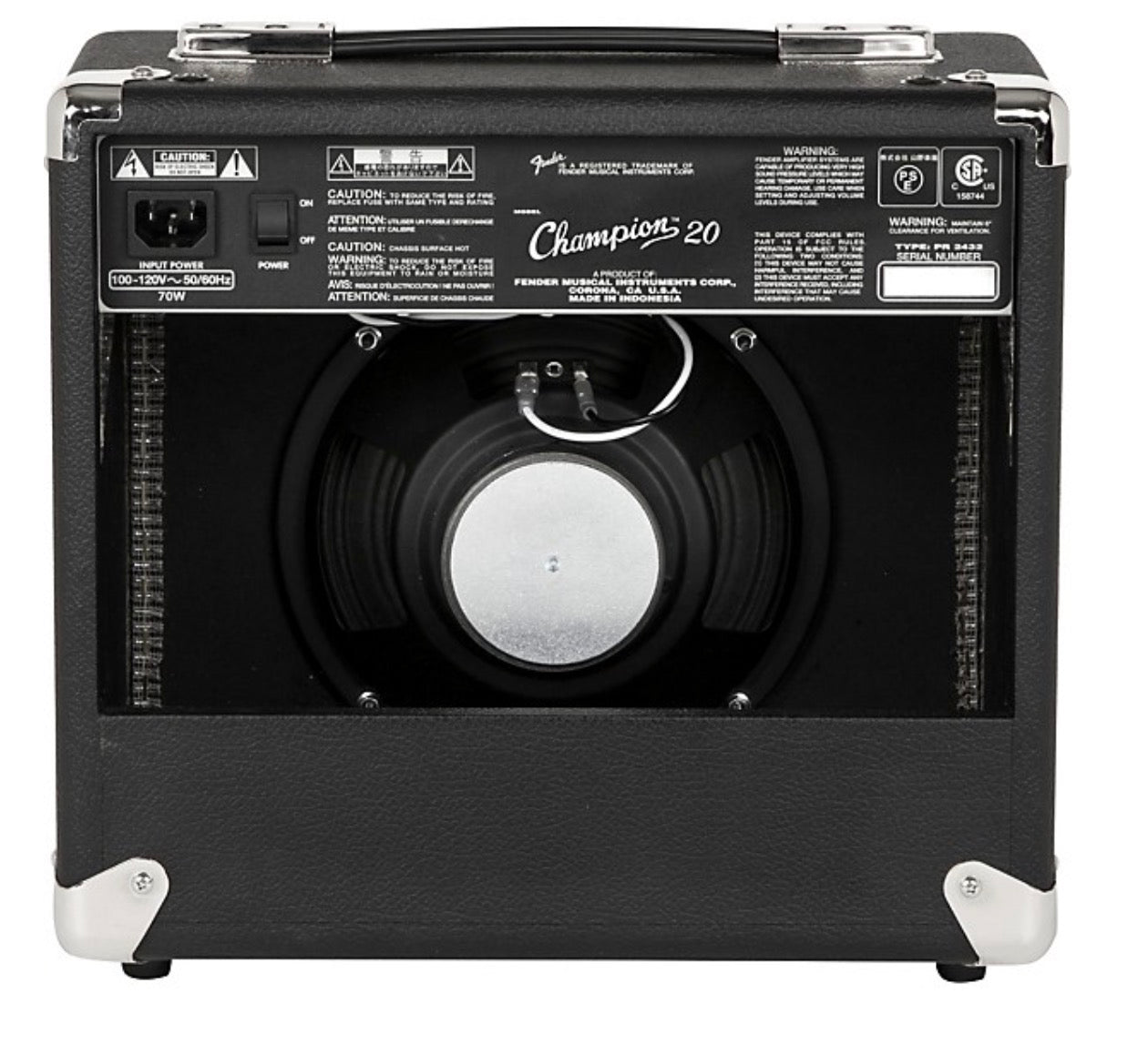 Fender Champion 20 Guitar Combo Amp Black 20W Practice Amplifier