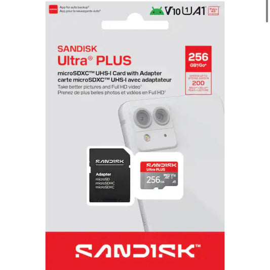 SanDisk Ultra PLUS 256GB microSD Card 200MB/s A1 UHS-I Memory Card