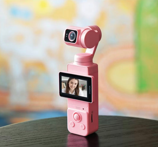 Vivitar 3-Axis Gimbal 4K Pocket Camcorder Bundle - Pink