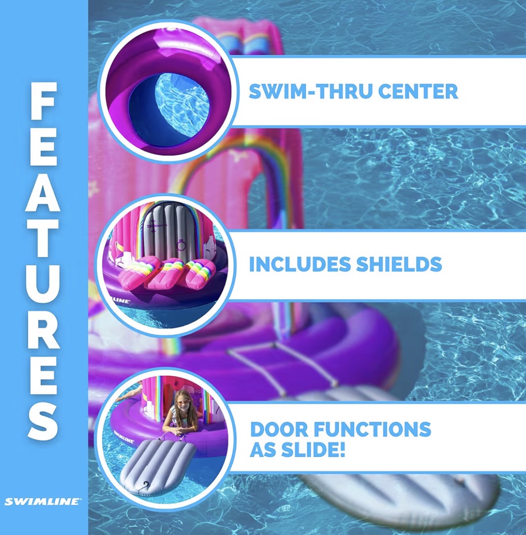 Swimline Giant Unicorn Castle Inflatable Pool Float Island Kids 90941