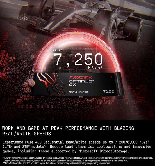 SanDisk Optimus GX 7100 1TB NVMe PCIe Gen4 M.2 2280 SSD