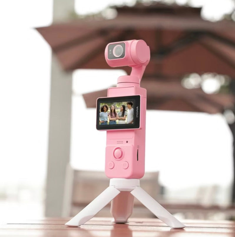 Vivitar 3-Axis Gimbal 4K Pocket Camcorder Bundle - Pink
