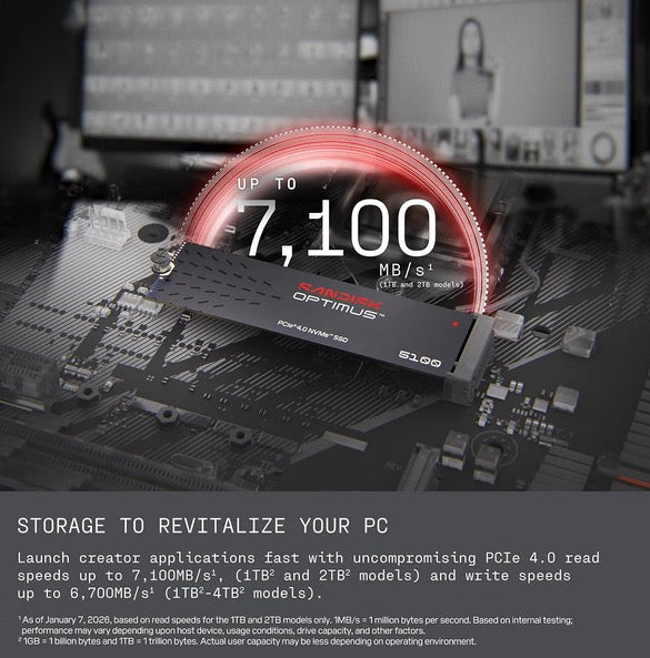 SanDisk Optimus 5100 1TB NVMe PCIe Gen4 M.2 2280 Internal SSD
