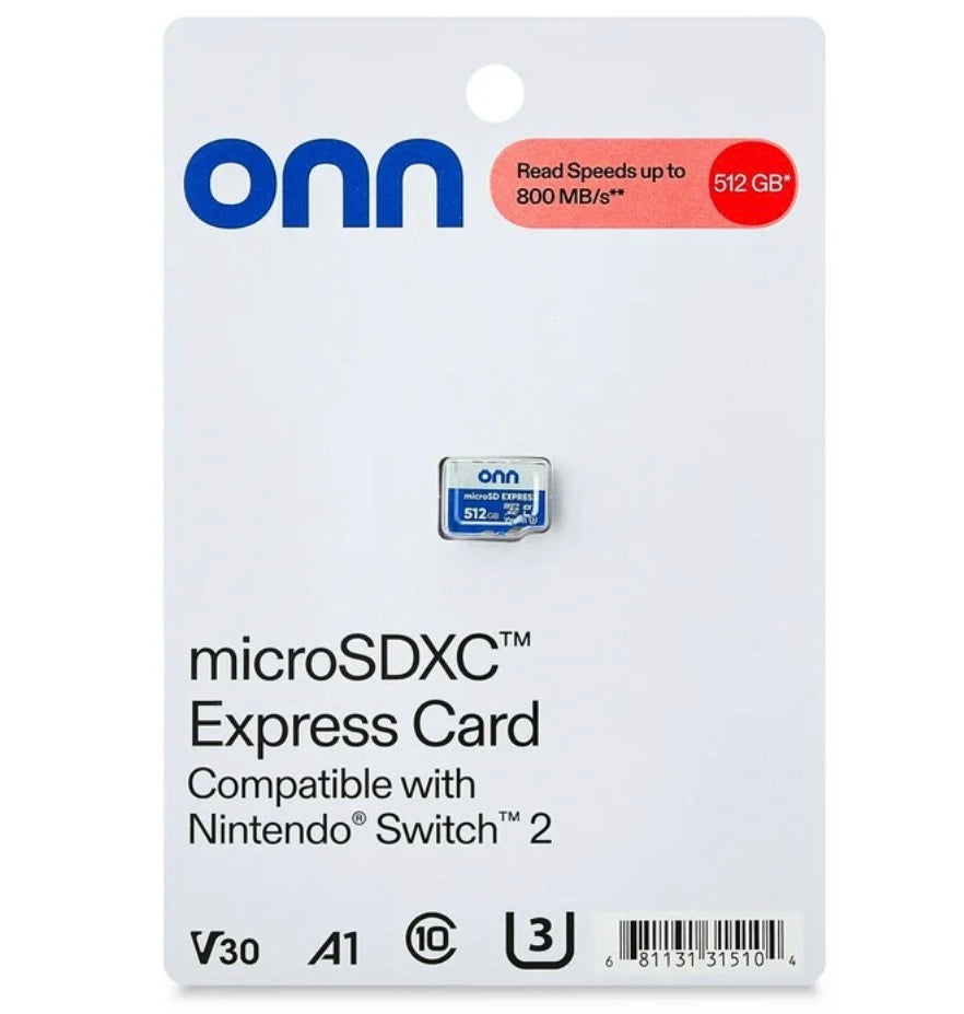 onn 512GB MicroSDXC Express Memory Card High-Speed Storage Adapter