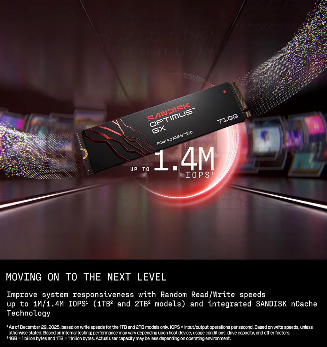 SanDisk Optimus GX 7100 500GB NVMe PCIe Gen4 M.2 2280 SSD