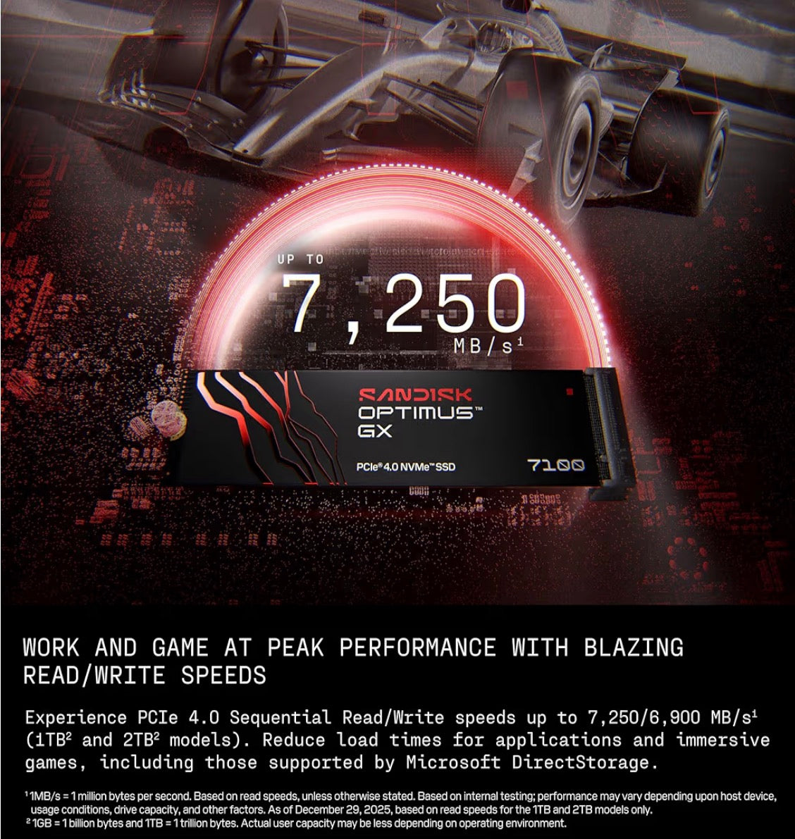 SanDisk Optimus GX 7100 500GB NVMe PCIe Gen4 M.2 2280 SSD