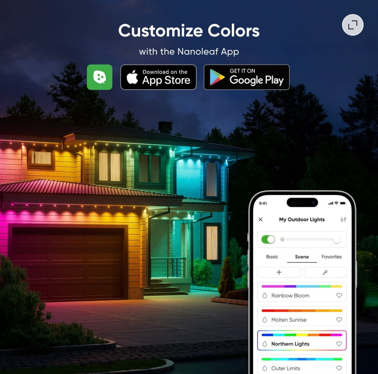 Nanoleaf 100ft Matter Smart Multicolor Permanent Outdoor Lights Smarter Kit