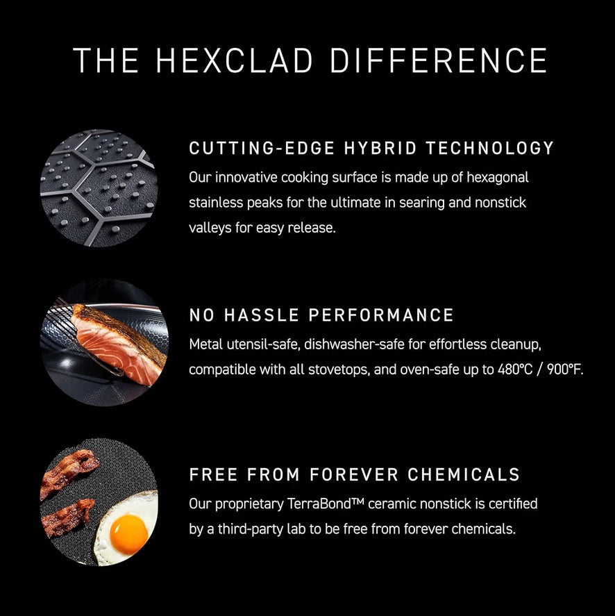 HexClad Hybrid Oval Dutch Oven 6.5Qt Nonstick Induction Cookware Black