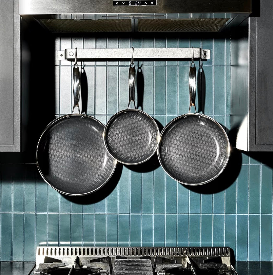 HexClad Commercial 7 Piece Cookware Pan Set Hybrid Nonstick Stainless Steel